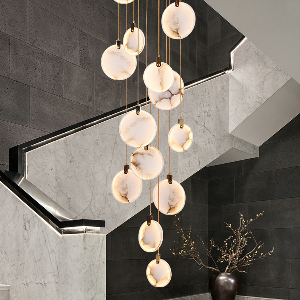 Elegant Harvest Alabaster Pendant Lamp - Natural Stone Lighting Fixture for Dining Room, Bedroom & Living Room Decor