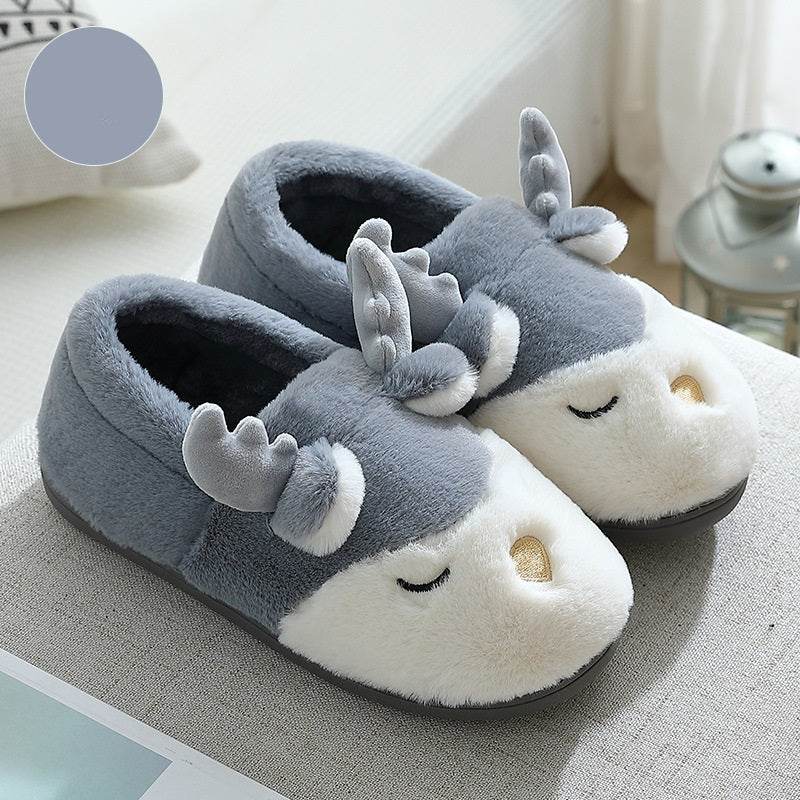 Spoodle: Cozy Elk Indoor Slippers for Women & Men - Warm Winter House Shoes for Home, Office & Relaxation