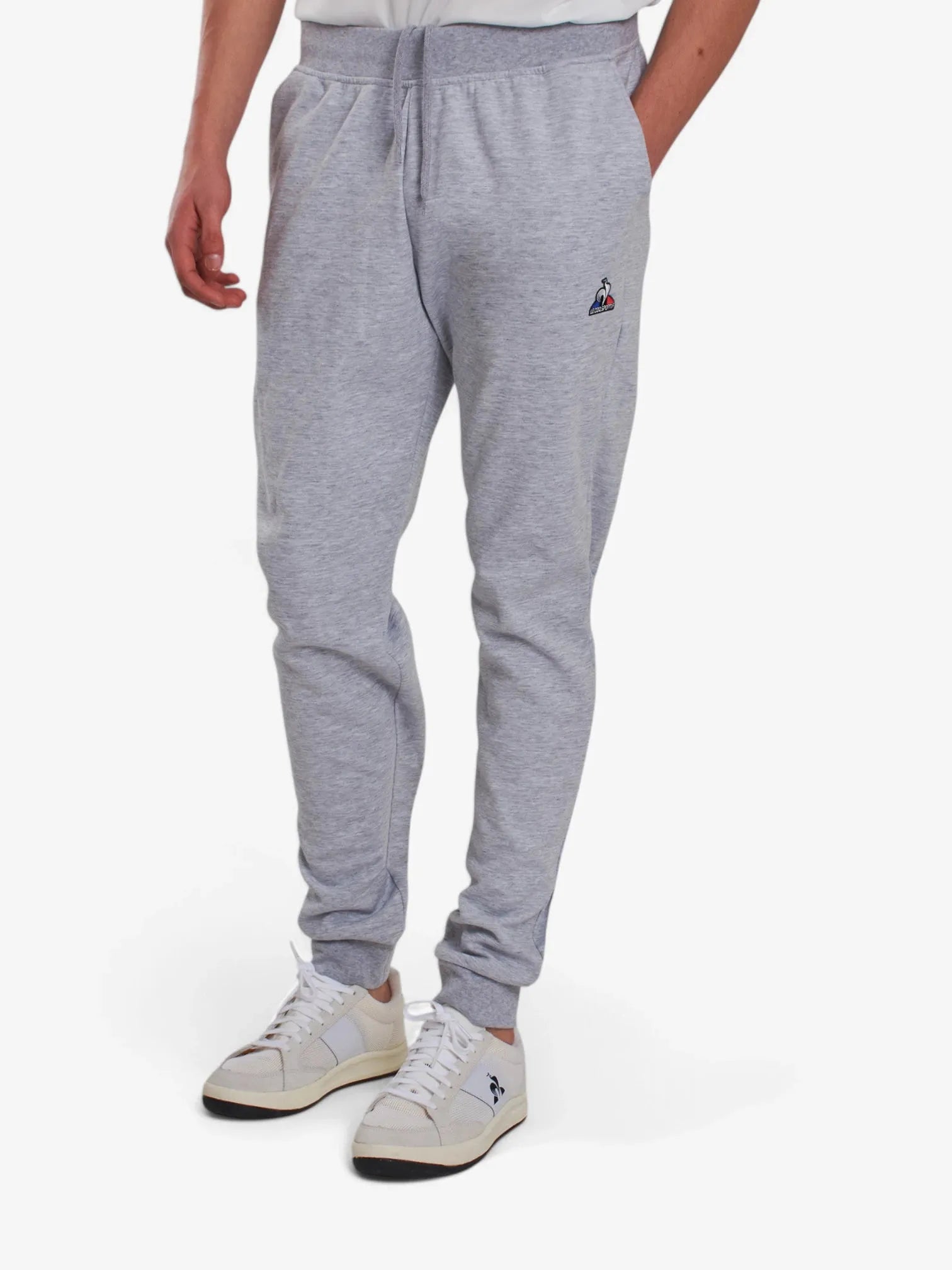 Le Coq Sportif Essential Slim Grey Jogger Pants for Men - Comfortable Training & Gym Workout Activewear