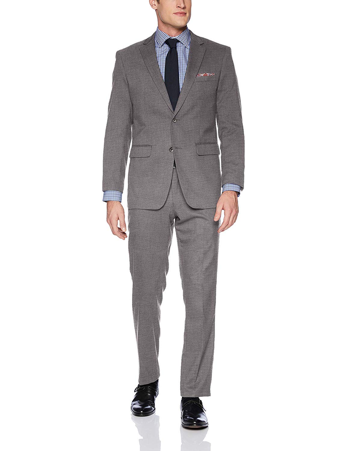 Men's Portly Fit Single Breasted Two-Piece Solid Suit Set for Business, Weddings & Formal Events - Available in Multiple Colors