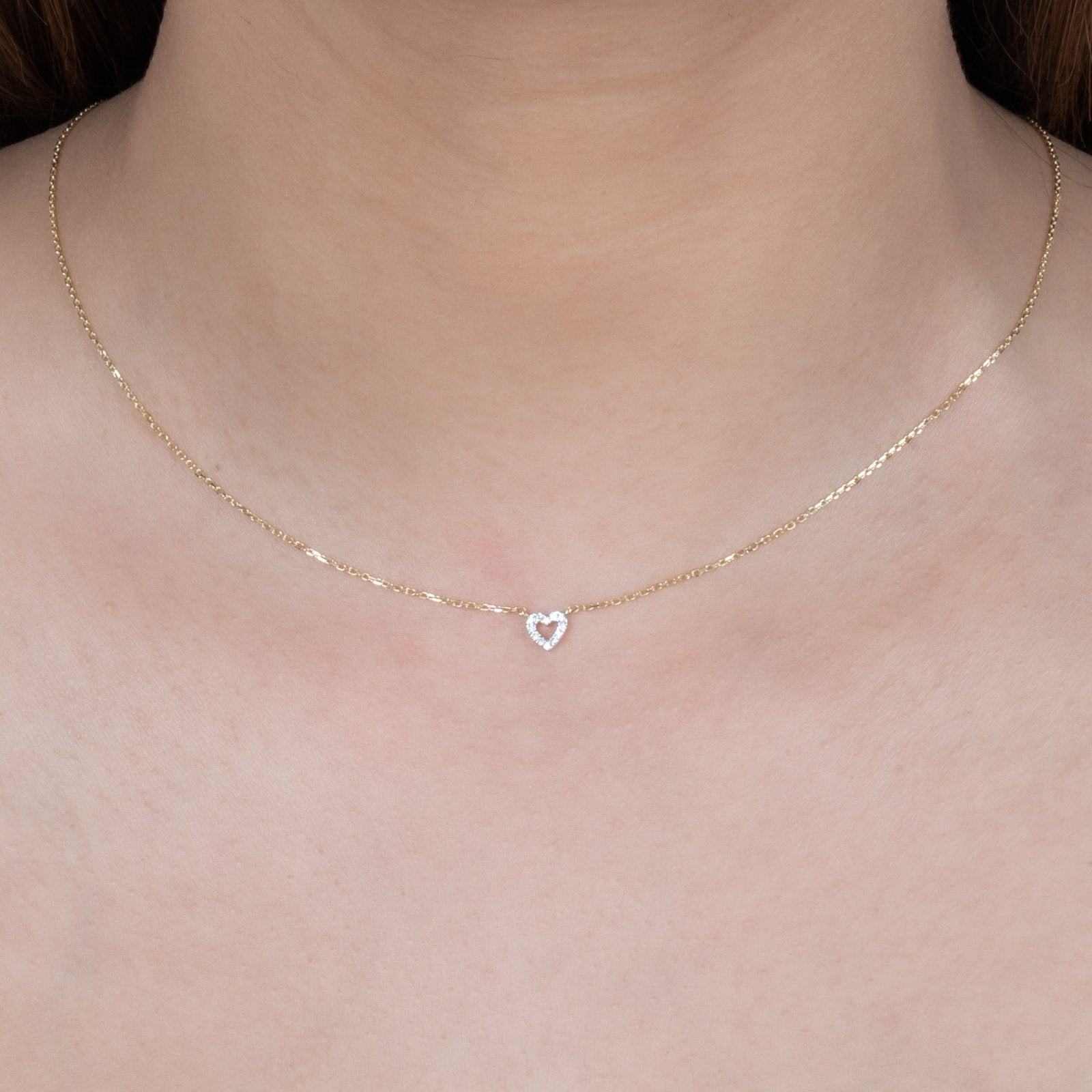14K Solid Yellow Gold Diamond Heart Pendant Necklace for Women - Elegant Jewelry Gift for Valentine's Day, Anniversary & Special Occasions