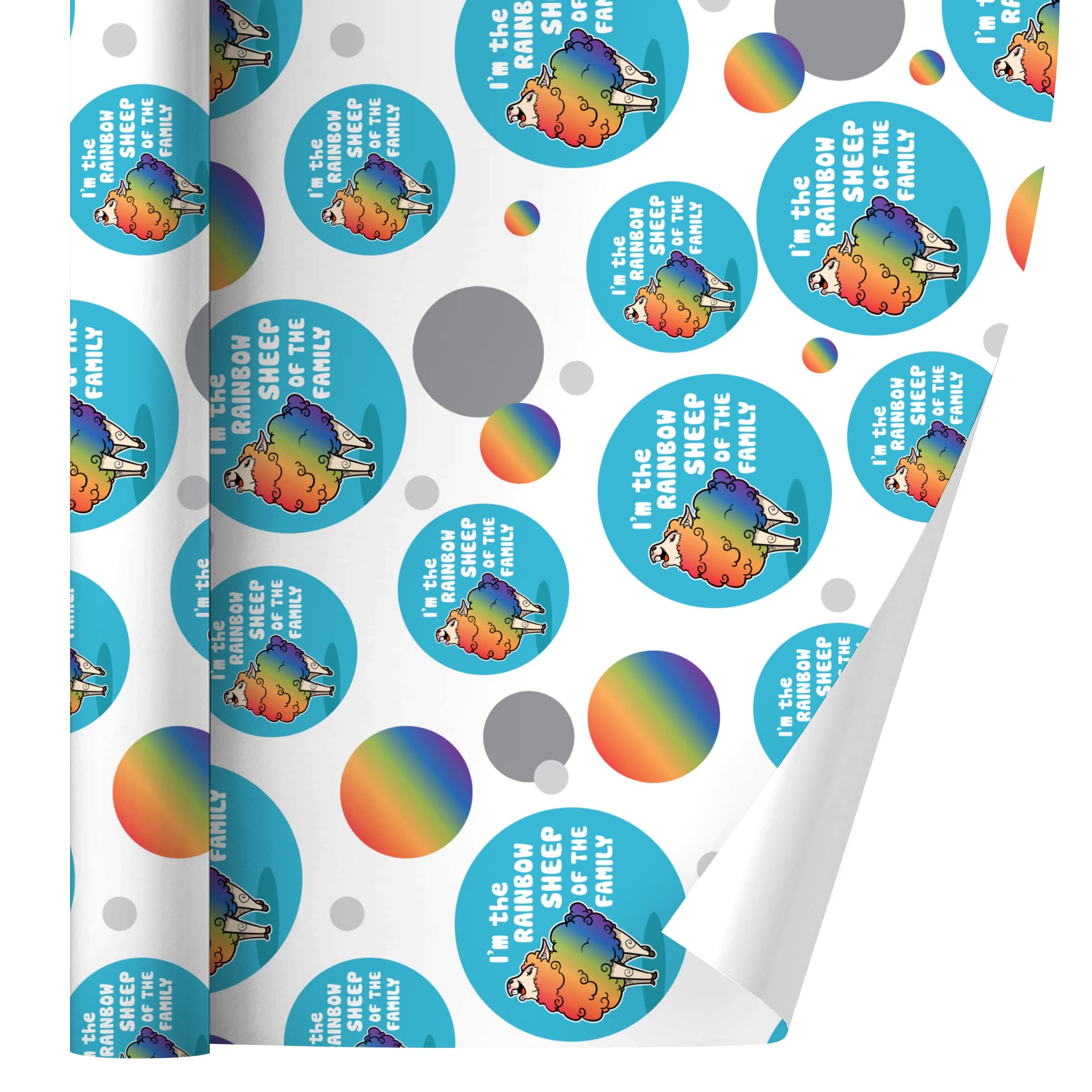 Rainbow Sheep Family Gay Pride Wrapping Paper Roll - LGBTQ+ Celebration Gift Wrap for Birthdays, Parties & Pride Events