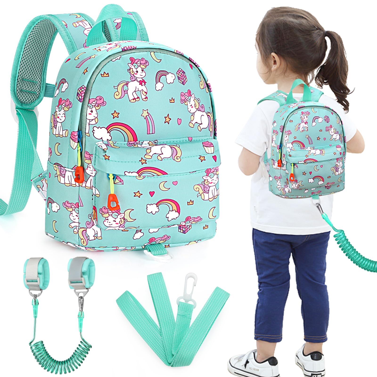 Accmor Toddler Backpack Leash - Cute Anti-Lost Baby Backpack with Safety Wrist Link for Girls & Boys 1-3 Years | Unicorn Design Walking Harness for Outdoor Travel, Park Visits & Shopping Trips