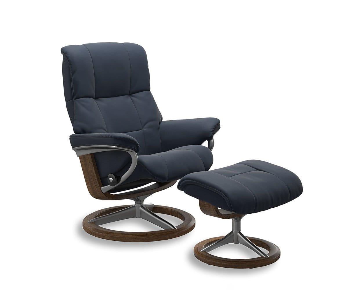Stressless® Mayfair Recliner & Ottoman with Signature Base - Premium Leather Reclining Chair for Living Room, Home Theater & Office - Ergonomic Comfort for Relaxation & Back Pain Relief