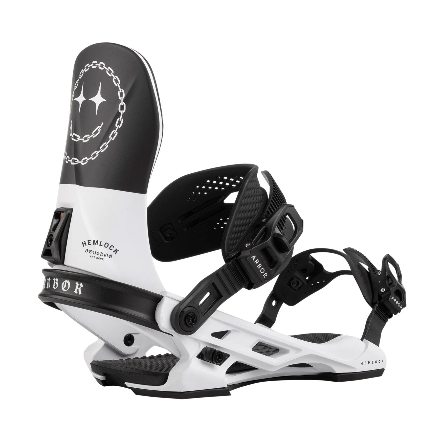 Arbor Hemlock Boss Dog Snowboard Binding 2025 - Men's All-Mountain Freestyle Bindings for Powder & Park Riding | Perfect for Backcountry Adventures & Resort Snowboarding
