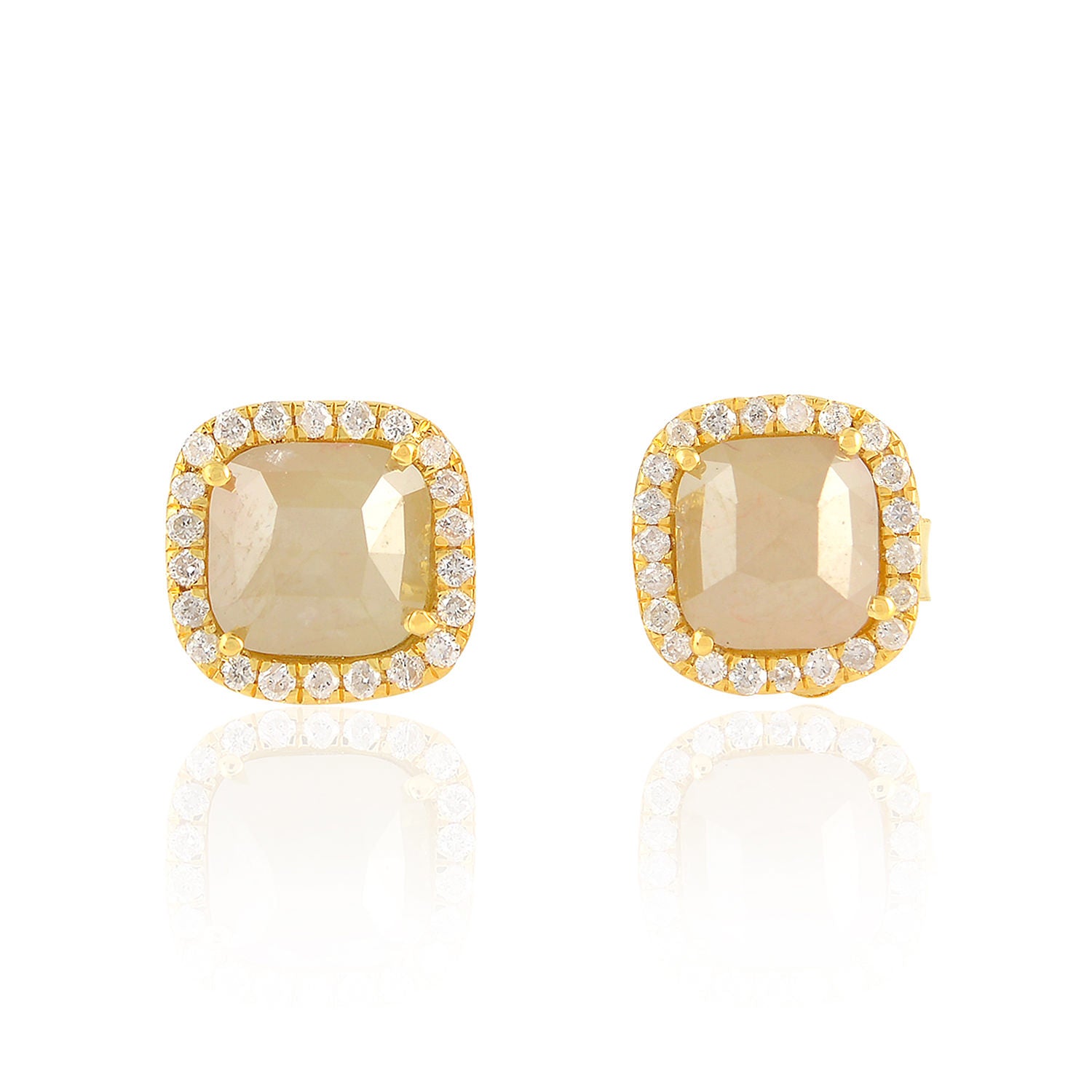18K Yellow Gold Prong Ice Diamond Minimal Stud Earrings for Women - Elegant Everyday Jewelry Gift for Her, Perfect for Work, Date Night & Special Occasions