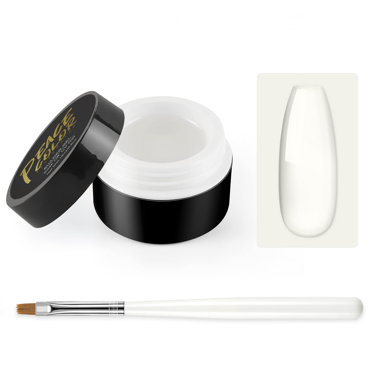 PEACECOLOR UV Nail Gel - Transparent Strengthening Hard Gel for Nail Extensions & Builder Gel - Professional Manicure Set with Nail Brush for Beginners - Perfect for Home Salon, DIY Nail Art & Professional Nail Enhancements