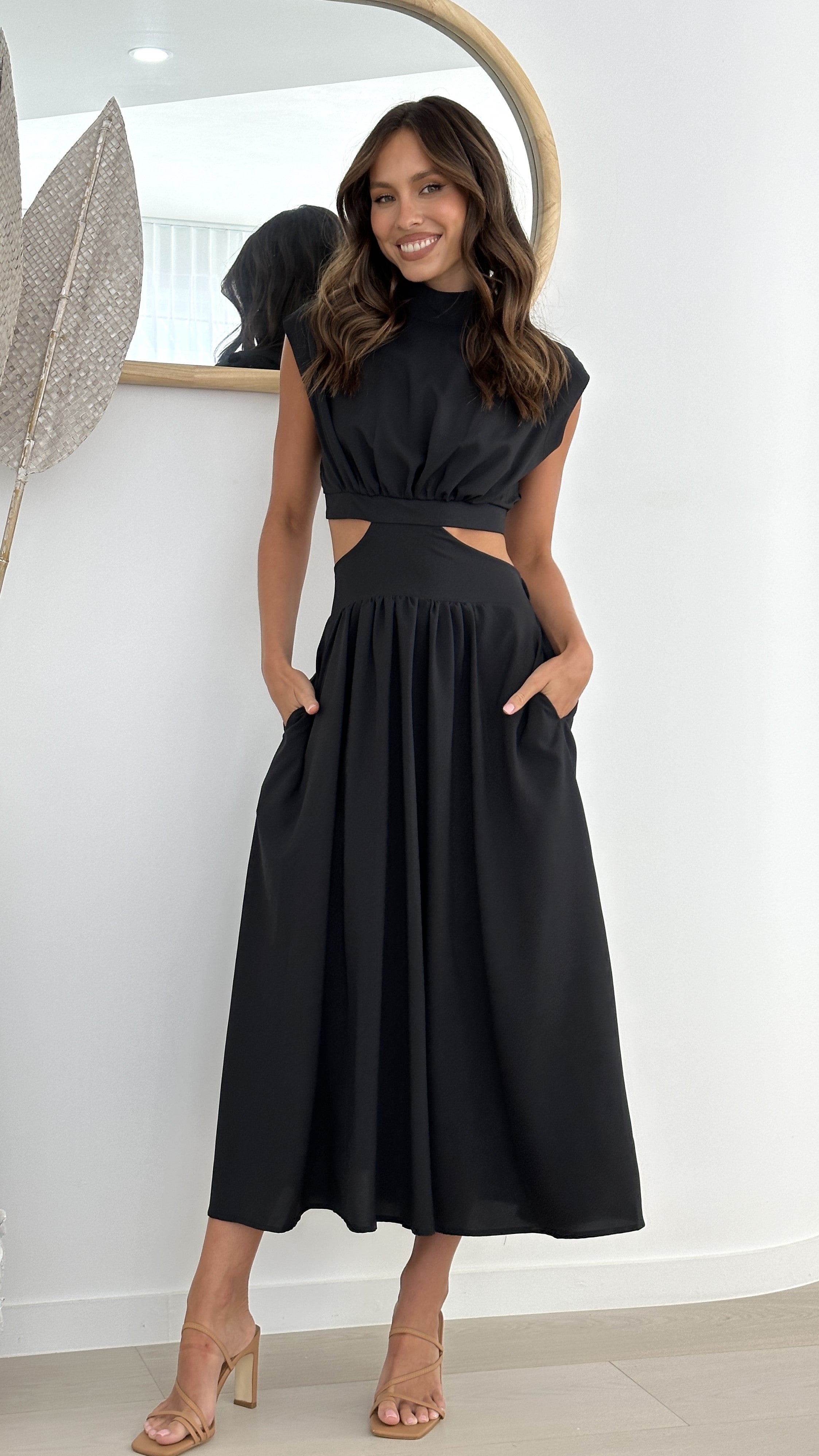 Elegant Maddison Black Midi Dress for Women | Perfect for Office, Party & Evening Wear | Flattering Fit & Comfortable Fabric