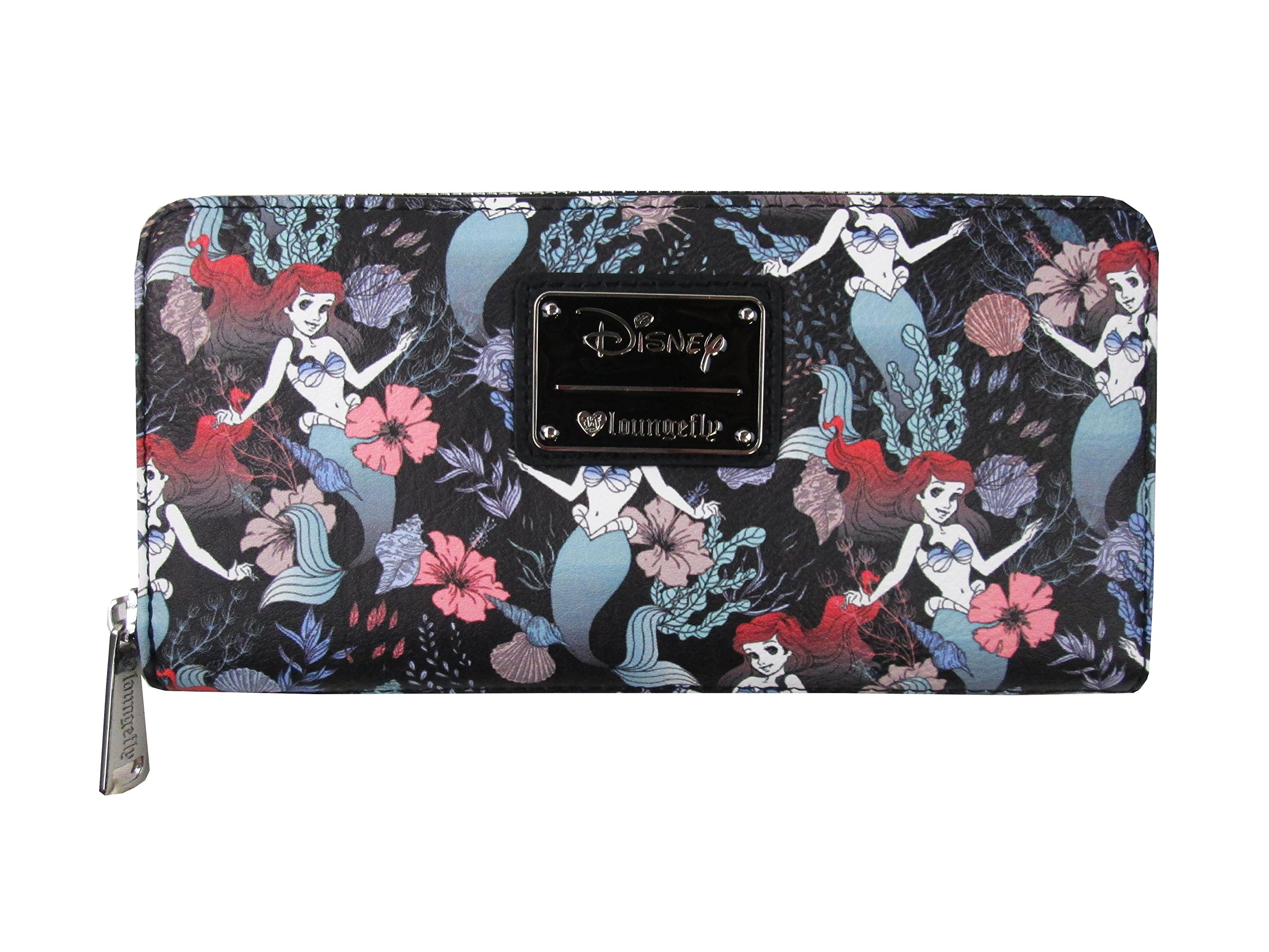 Disney The Little Mermaid Ariel Floral Print Wallet by Loungefly - Cute Character Wallet for Women & Girls - Perfect for Disney Fans, Collectors & Everyday Use