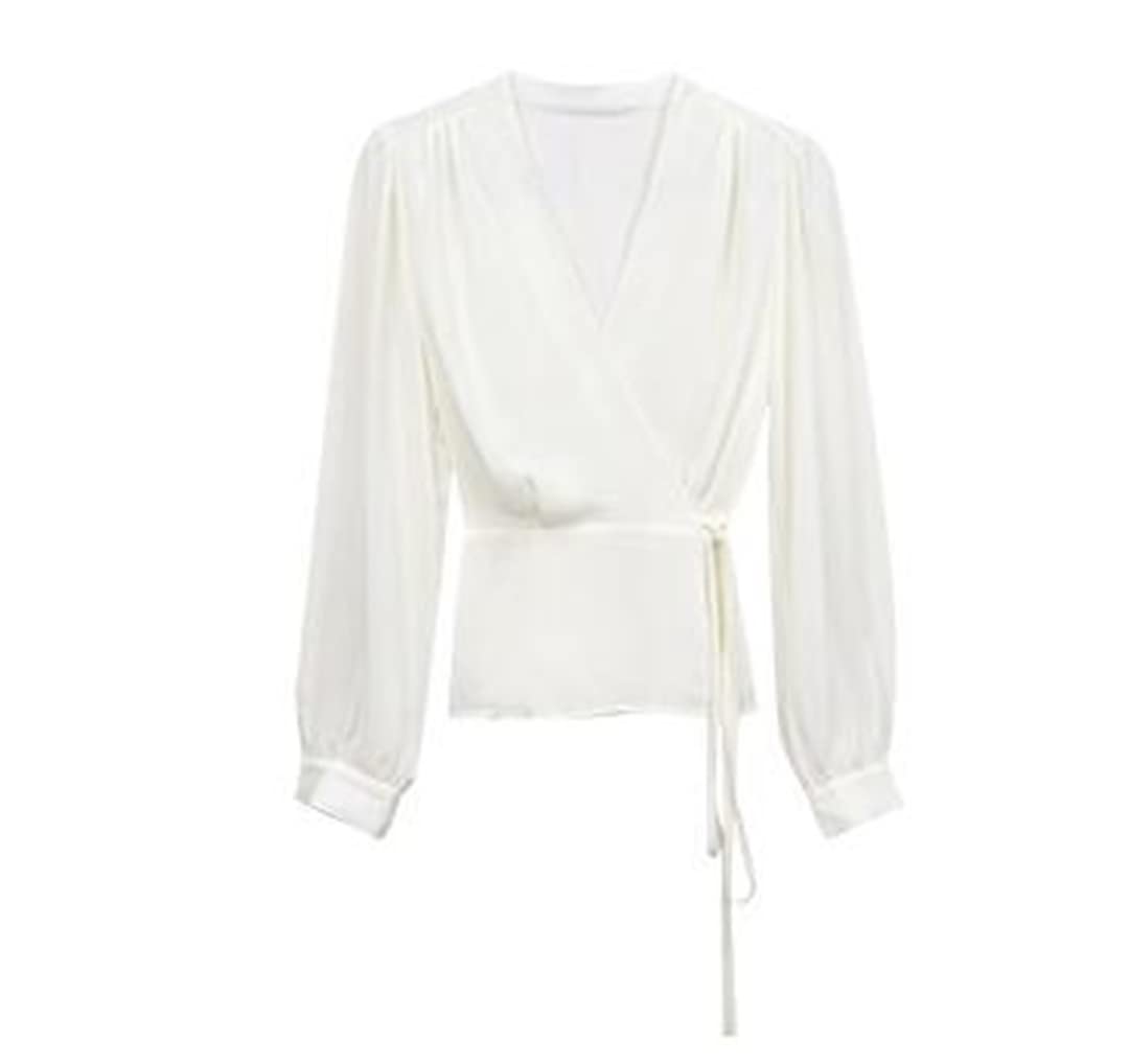 Women's Wrap Blouse Casual Peplum Summer Tops - Elegant Chiffon Work Blouse for Office, Date Night & Special Occasions