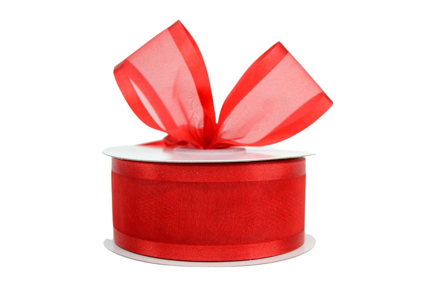 3/8 Inch Red Satin Edge Sheer Organza Ribbon - 25 Yards 100% Polyester Craft Ribbon for Gift Wrapping, Wedding Decorations & DIY Projects