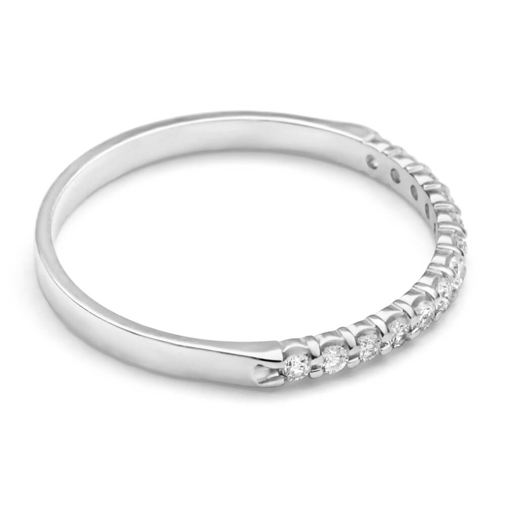 9ct White Gold Diamond Ring Set with 13 Diamonds - Elegant Wedding & Engagement Jewelry for Women