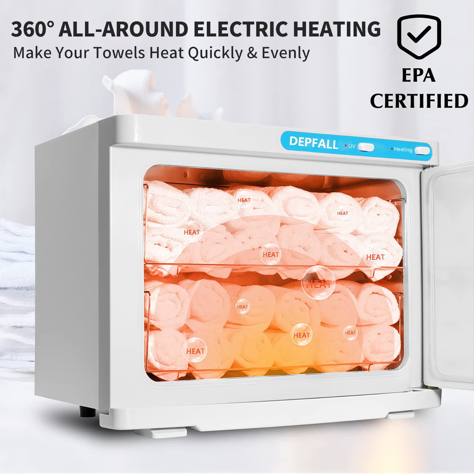 Premium 23L Large Towel Warmer Cabinet - EPA Certified Professional Massage & Spa Towel Heater - 2-in-1 Upgrade for Facials, Barber Shops & Salons - White - Perfect for Spas, Hotels & Home Bathrooms