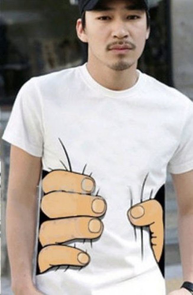 Funny Big Hand Print White Men's T-Shirt - Comfortable Cotton Tee for Casual Wear, Gifts & Everyday Outfits