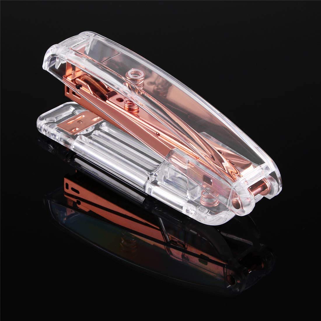 Alsisk Rose Gold Clear Desk Stapler with 1000 Staples - Heavy Duty Office Stapler for Paper, Documents, Homework & Craft Projects