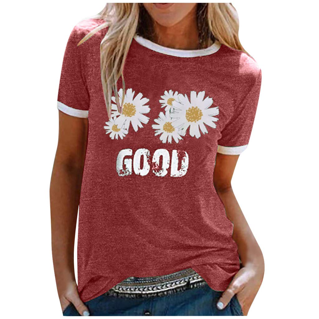 Women's Summer Tops - Short Sleeve O-Neck Casual Printed Tunic Blouse | Perfect for Beach, Vacation & Everyday Wear