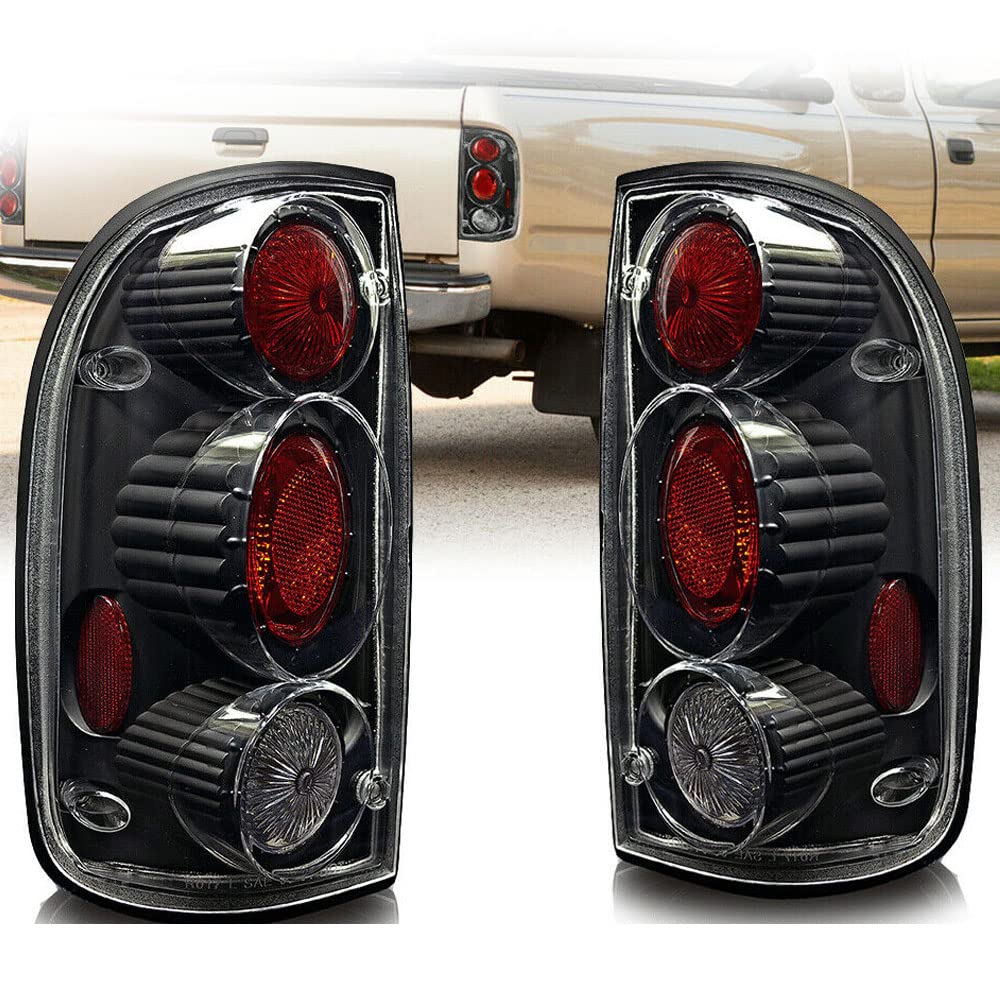 ROXX Black Housing Clear Lens Altezza Tail Light Assembly Pair for 2001-2004 Toyota Tacoma - Replacement for Driver & Passenger Side - Enhances Style & Night Visibility for Off-Road & City Driving