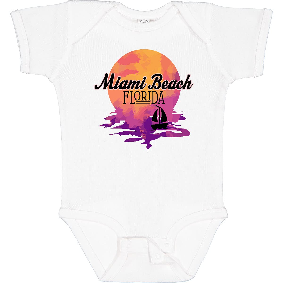 Inktastic Miami Beach Florida Sunset Vacation Baby Bodysuit - Soft & Cute Onesie for Newborns, Infants - Perfect for Beach Trips, Family Photos & Casual Outings