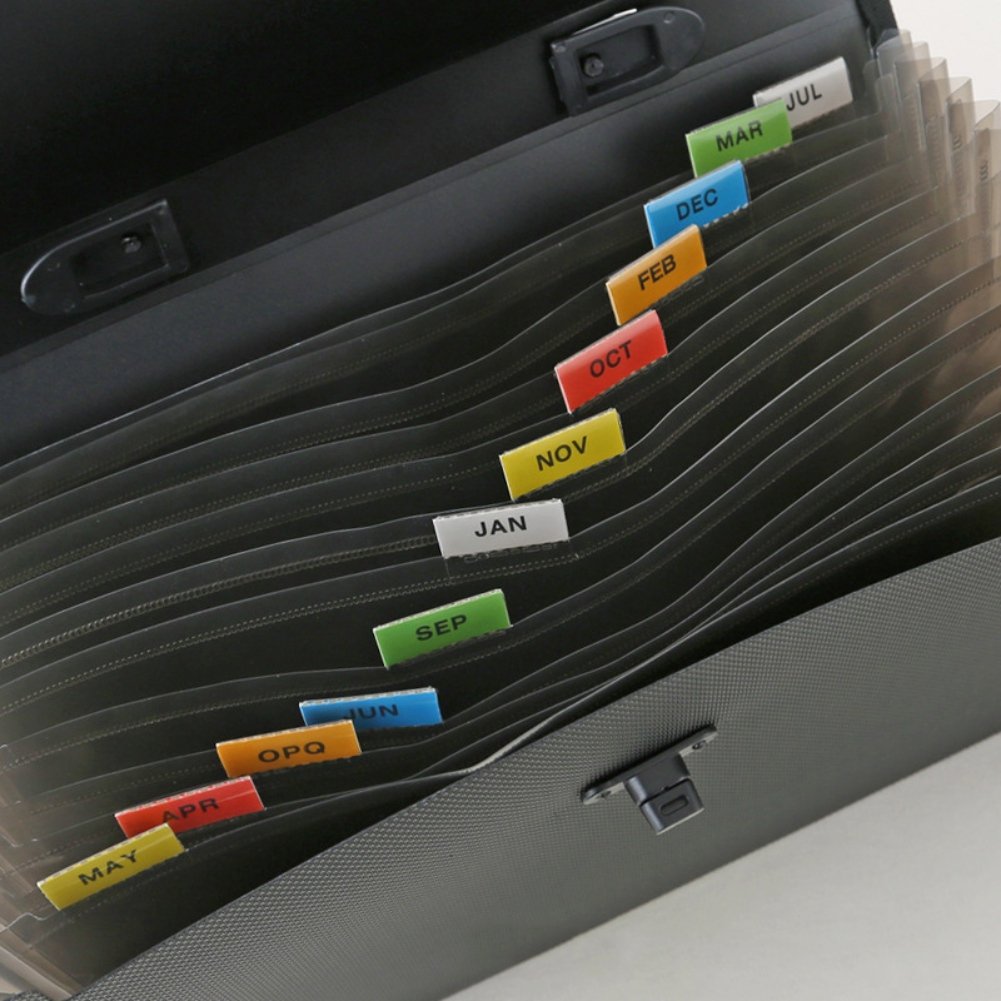 13-Pocket Accordion File Folder - A4 Letter Size Expanding Document Organizer with Handle & Label - Waterproof Plastic File Holder for Office, School, Home & Travel Organization