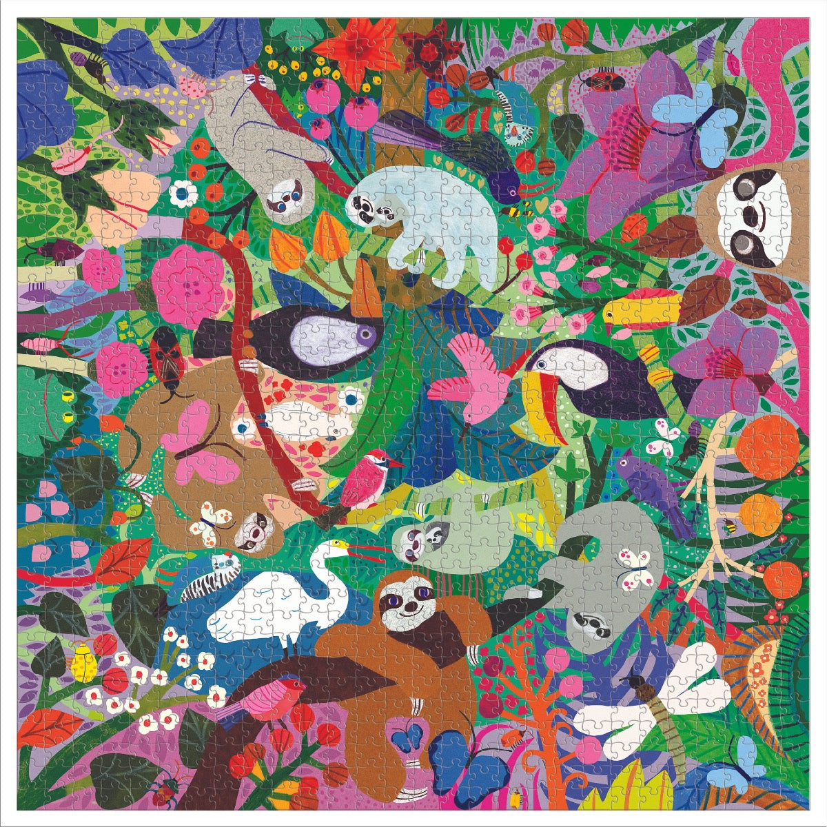 eeBoo Sloths 1000 Piece Jigsaw Puzzle for Adults & Families - Challenging Wildlife Animal Puzzle for Game Nights, Relaxation & Home Decor