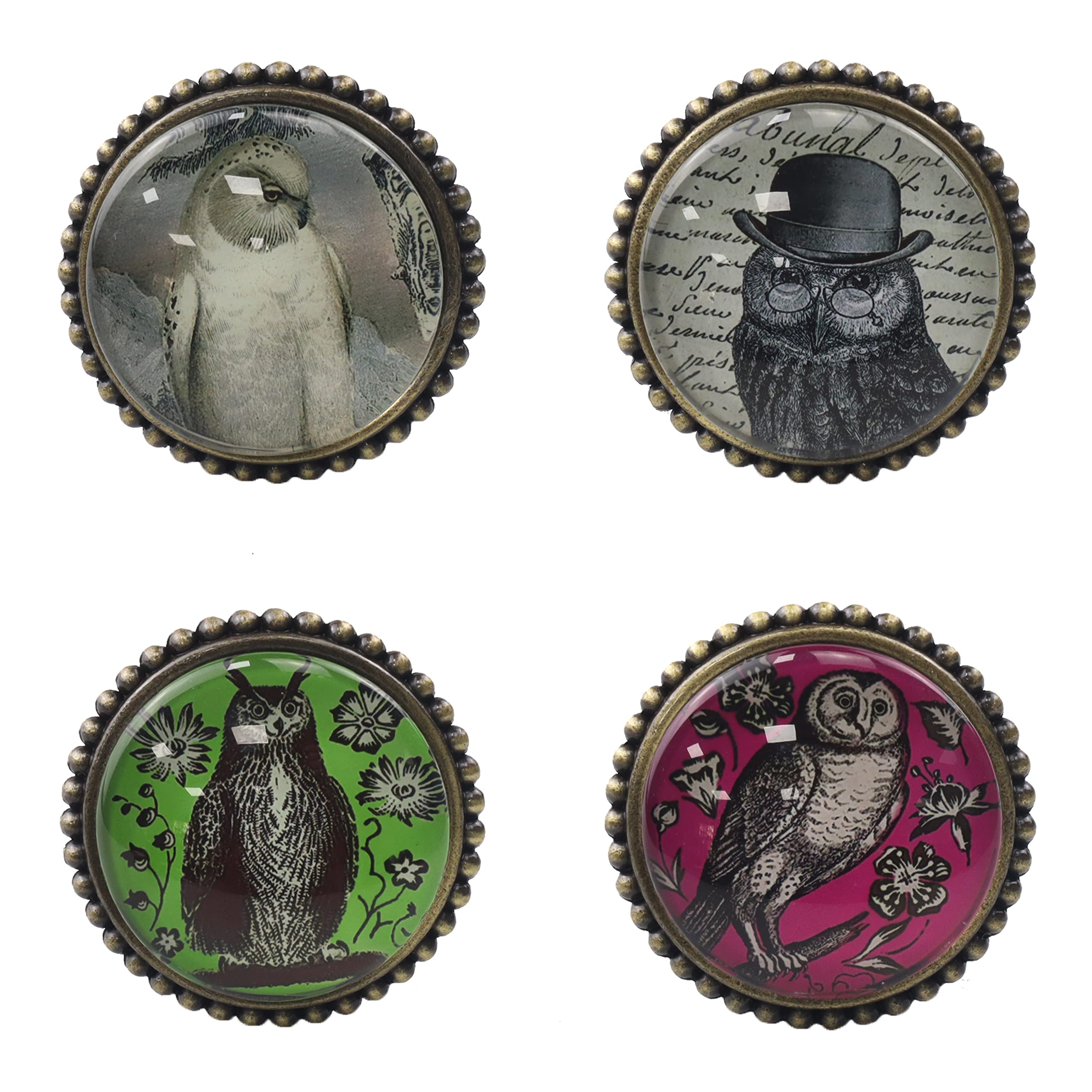 4-Pack Crystal Glass Kitchen Cabinet Knobs with Unique Owl Design - Durable Zinc Alloy Base (42mm/1.65