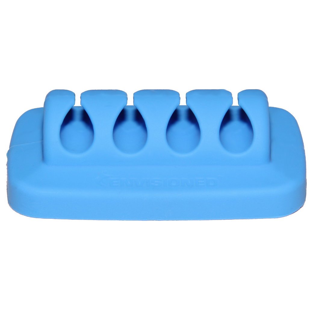 Weighted Desktop Cable Organizer - Eco-Friendly Silicone Cord Holder with 4 Reusable Cable Ties (Blue) | No Odor, Durable & Space-Saving | Perfect for Home Office, Gaming Setup & Workspace Organization