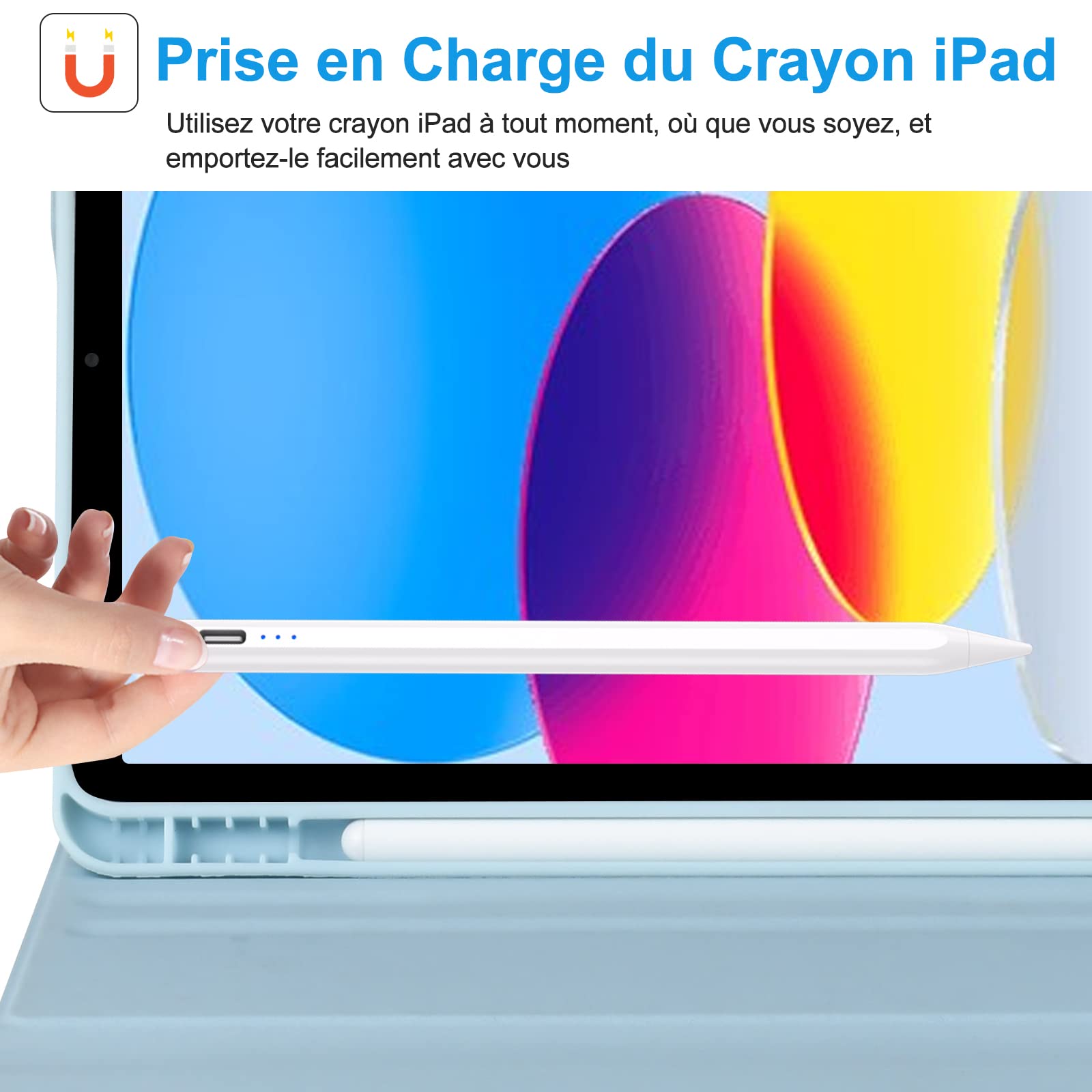 Magnetic Keyboard Case for iPad 10th/11th Gen (10.9-inch 2022/11-inch A16 2025) with Pencil Holder - AZERTY Layout French Keyboard Cover | Perfect for Work, Study & Travel
