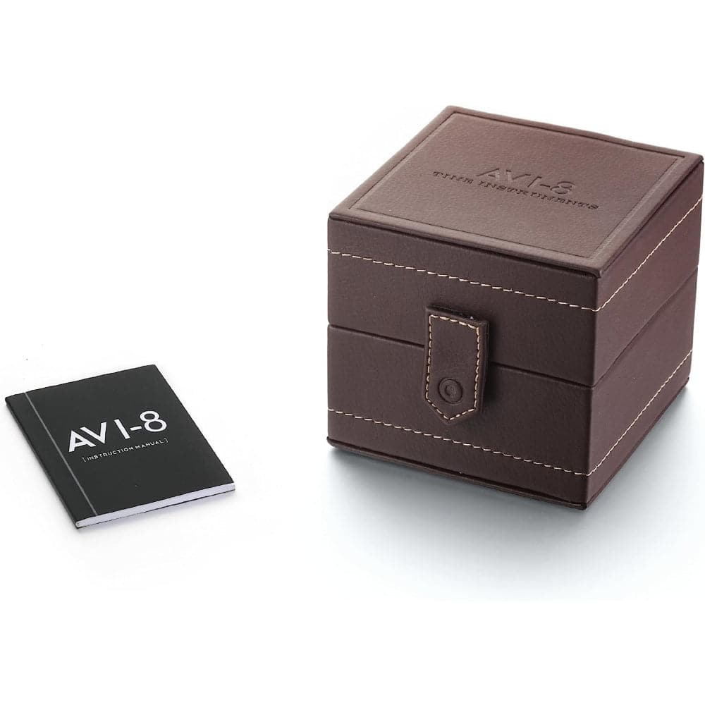 AVI 8 Hawker Hurricane Men's Military Watch - Brown Leather Strap - AV-4012-01 - Vintage Pilot Style Timepiece for Everyday Wear & Outdoor Adventures