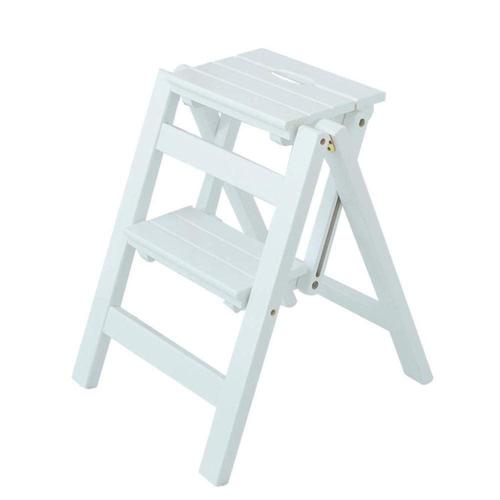 2-Tier Wooden Step Stool for Home - Foldable Ladder Stool for Living Room, Bathroom, Kitchen & Library - Multi-Functional Climbing Stool for Kids & Adults - Indoor Use for Reaching High Shelves & Storage