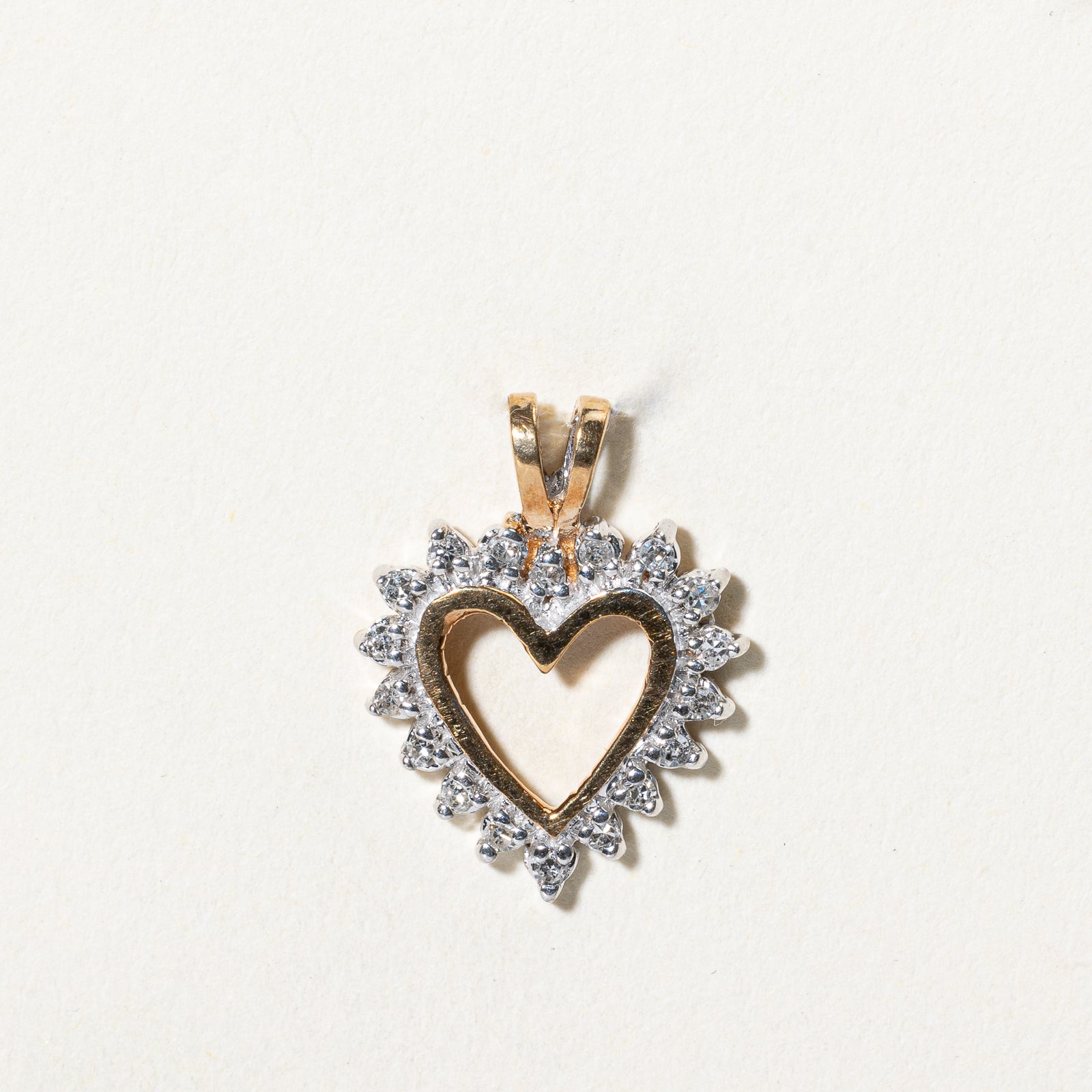 Two Tone Gold Diamond Heart Pendant Necklace - 0.12ctw Diamond Jewelry for Women - Perfect Gift for Valentine's Day, Anniversary & Special Occasions