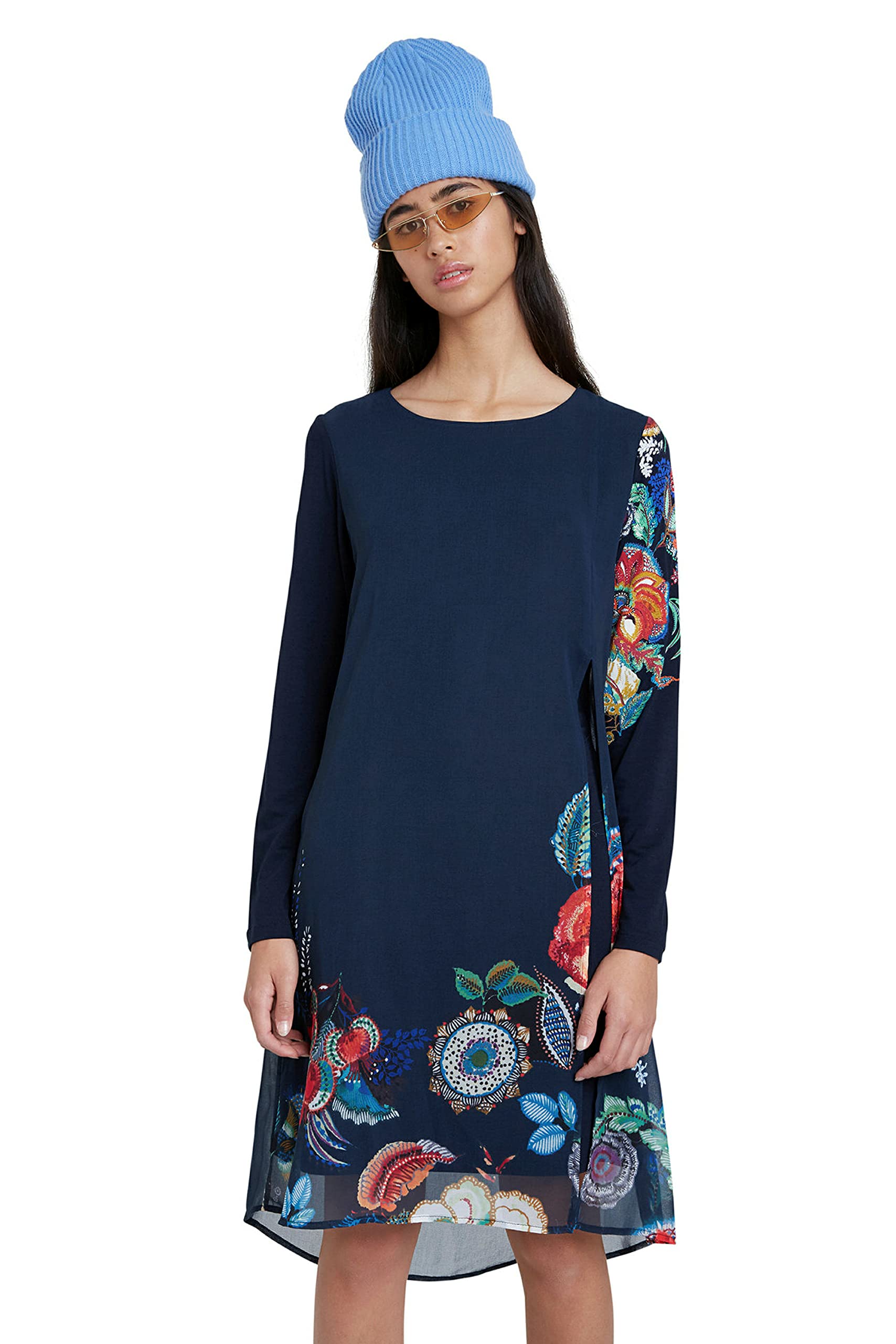 Desigual Women's Long Sleeve Floral Print Dress - Elegant & Comfortable for Work, Party & Special Occasions