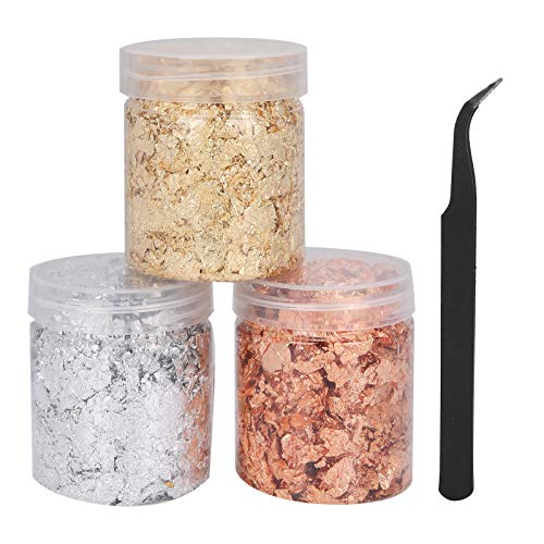 Gold Foil Sheets for Nails - Non-Fading Silver & Gold Leaf Paper for Acrylic Nails, Resin Jewelry Making & DIY Crafts - Perfect for Nail Art, Home Decor & Gift Wrapping