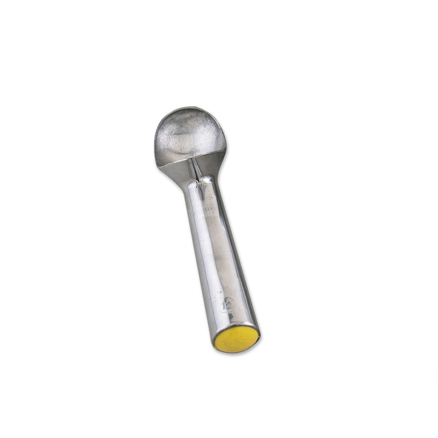 Premium Browne #12 3 Oz Aluminum Ice Cream Scoop - Yellow Handle for Easy Grip - Perfect for Ice Cream Shops, Dessert Bars & Home Use