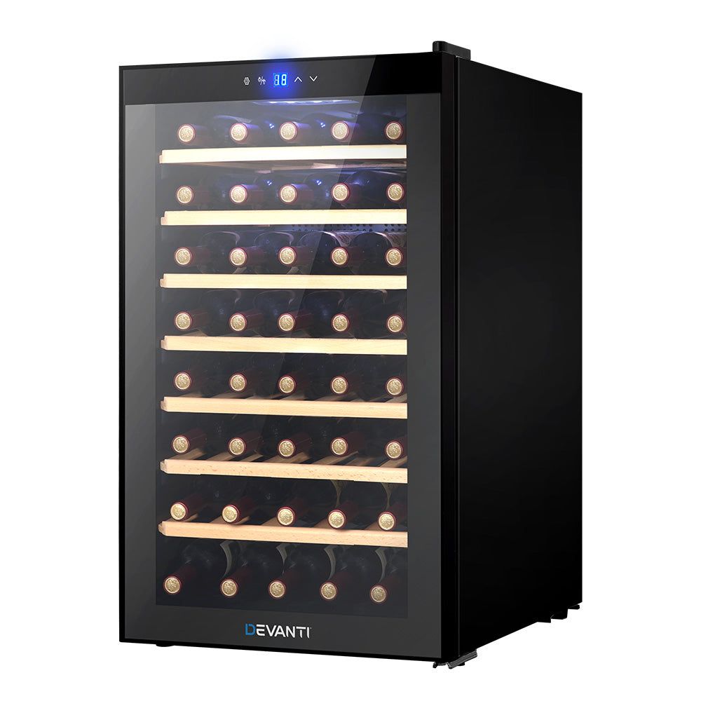 Devanti 51 Bottle Wine Cooler Refrigerator - Dual Zone Temperature Control, Quiet Compressor for Home, Bar, or Restaurant Use