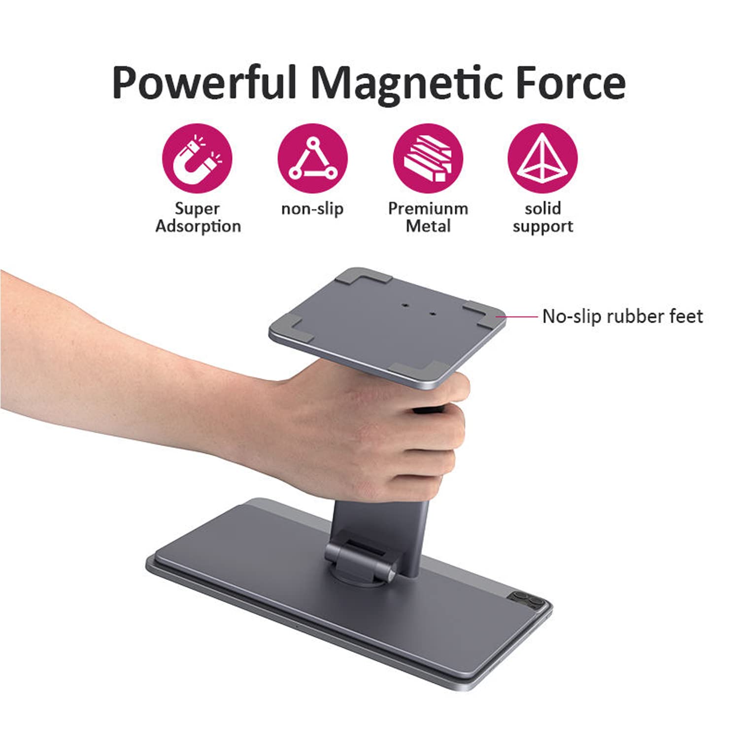 Magnetic iPad Stand Docking Station for iPad Pro 12.9-inch (3rd/4th/5th Gen) - 60W USB-C, 4K@60Hz HDMI, 5Gbps USB-A, SD Card Reader - Perfect for Home Office & Digital Workspace Setup