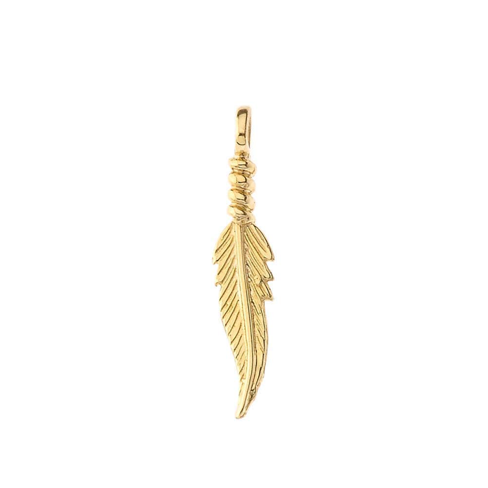 14k Gold Feather Pendant Necklace - Elegant Gift for Her
