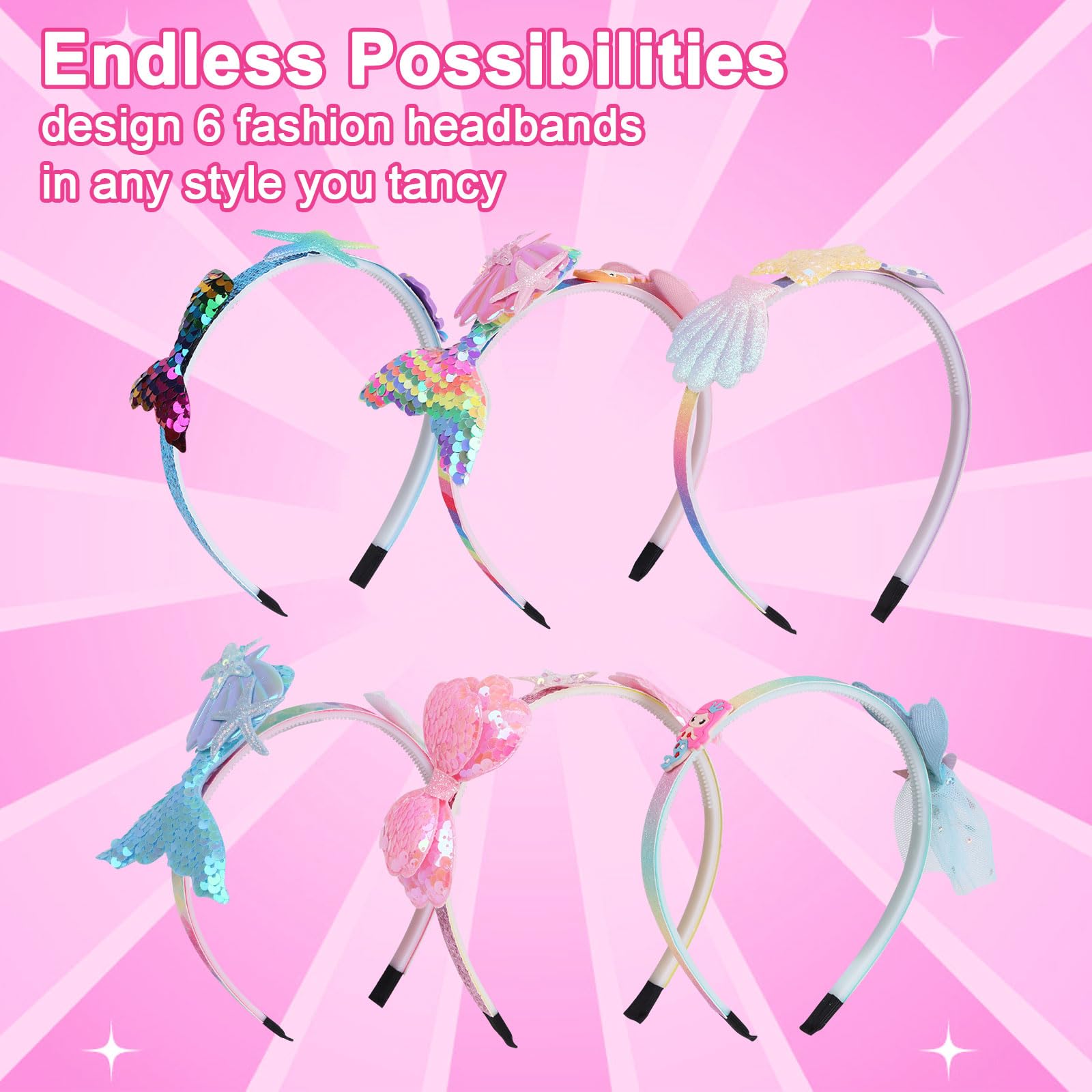 JOFONY DIY Headband Making Kit for Girls Ages 3-12 - 6-Piece Fashion Hair Accessories Arts and Crafts Set - Perfect for Birthday Gifts, Creative Play & Dress-Up Costume Parties