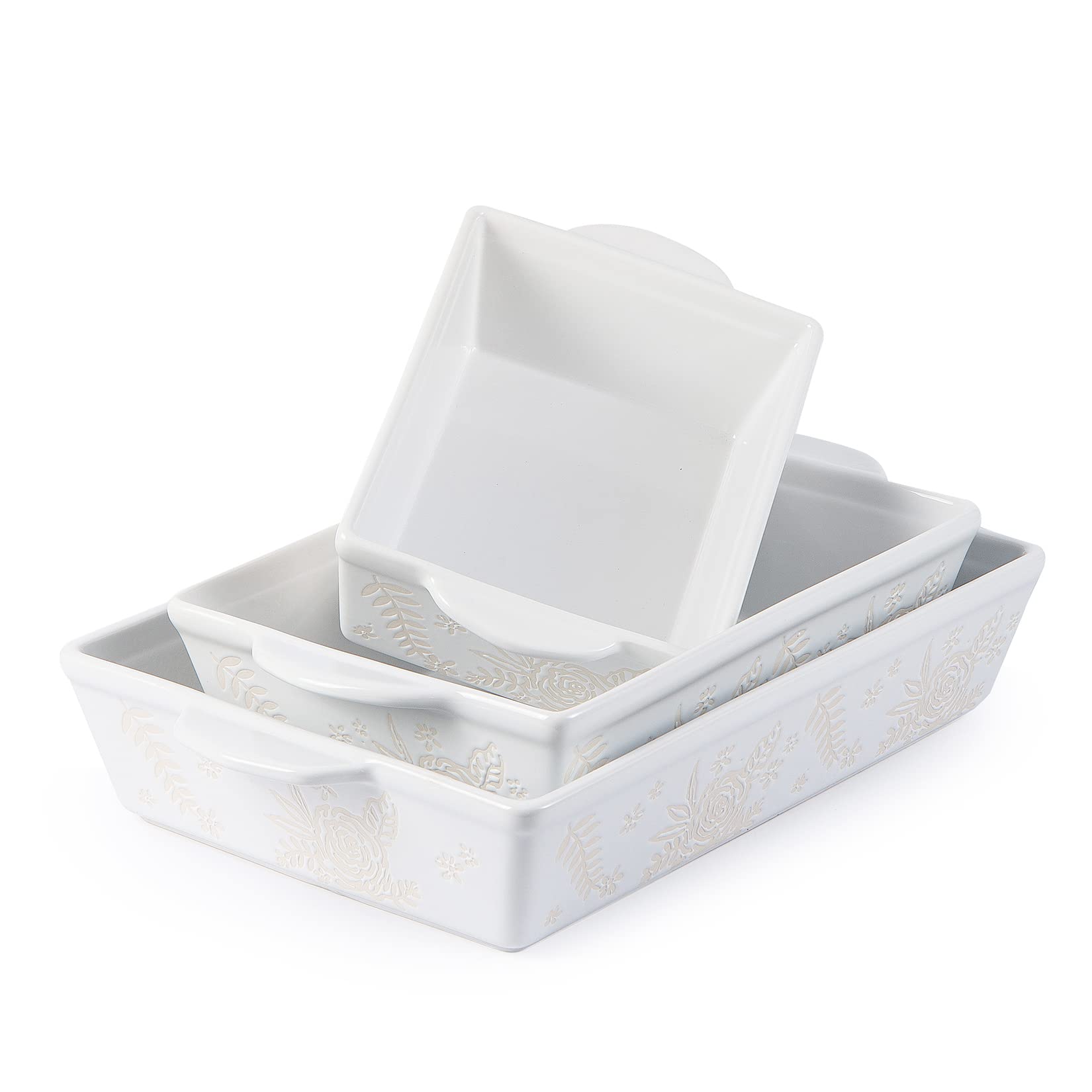 Wisenvoy 3-Piece Ceramic Casserole Dish Set - Oven Safe Baking Dishes for Lasagna, Casseroles & More | Perfect for Family Dinners, Potlucks & Holiday Cooking