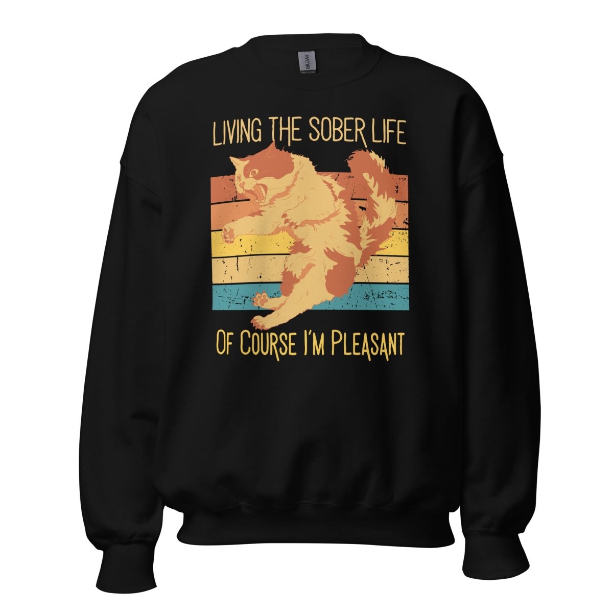 Funny Sarcastic Cat Sober Life Sweatshirt - Comfortable Crewneck Pullover for Recovery, Sobriety & AA Meetings - Perfect for Sober Living, 12 Step Programs & Addiction Recovery Support