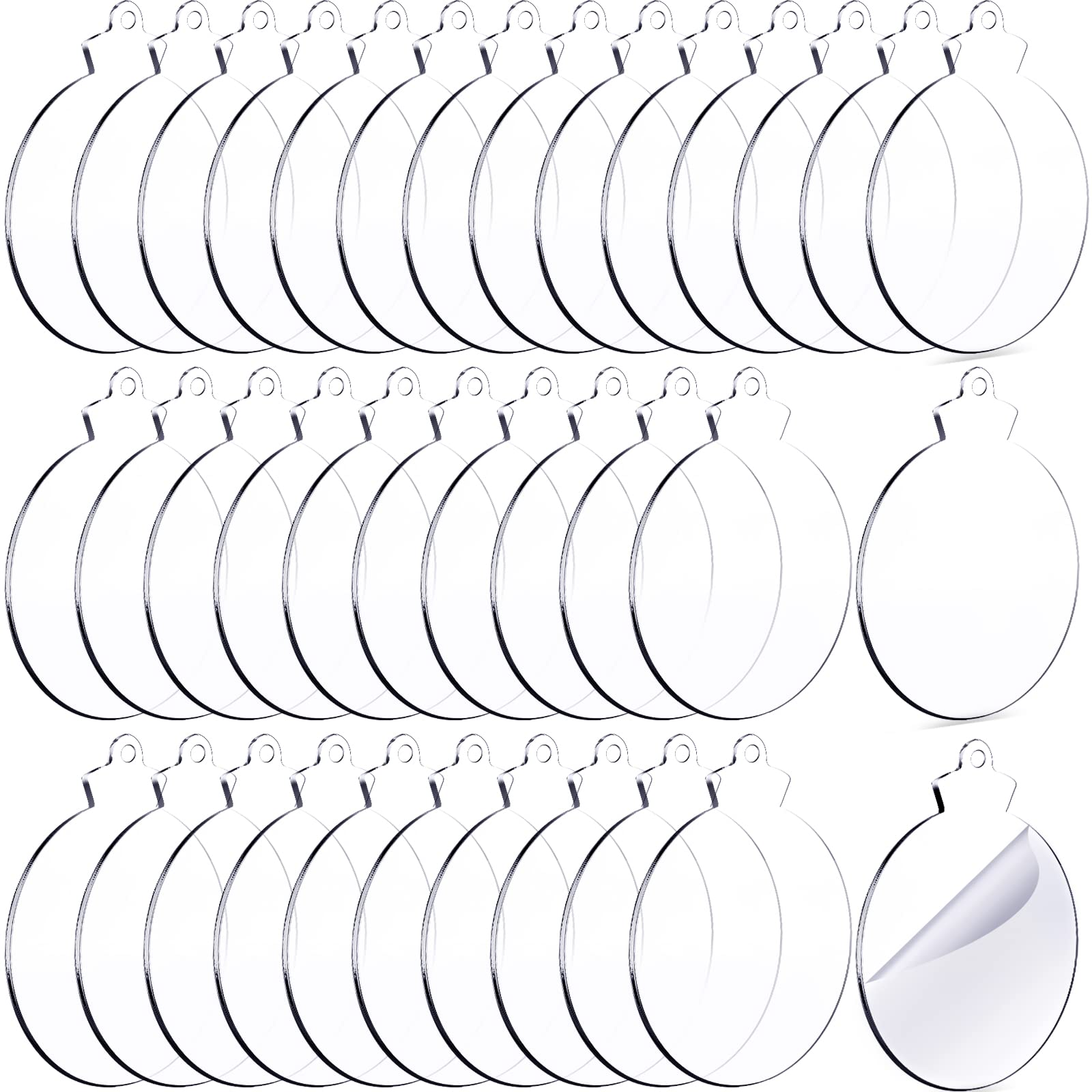 3.7 Inch Clear Acrylic Christmas Ornament Blanks - 120 Pack Transparent DIY Craft Discs with Holes for Holiday Decorations, Tree Ornaments, Gift Tags & Handmade Crafts
