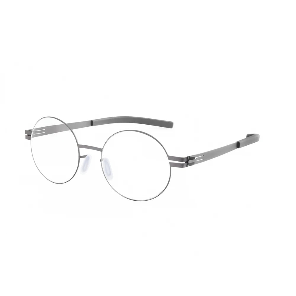 Aimee Unisex Full Rim Round Screwless Stainless Steel Eyeglasses Frame 2004 - Lightweight & Durable Glasses for Reading, Driving, and Everyday Wear