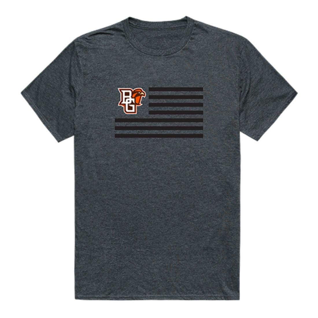 BGSU Bowling Green State University Falcons USA Flag T-Shirt - Heather Charcoal Grey College Apparel for Game Day & Campus Spirit