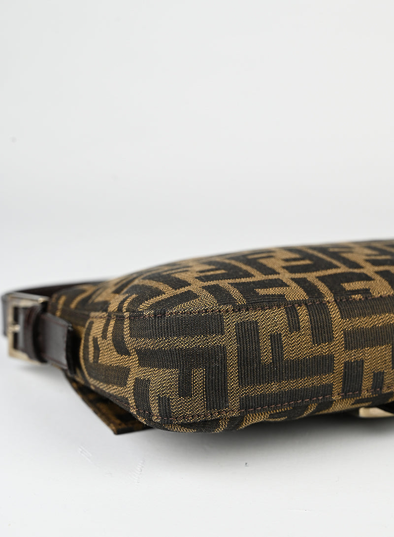 Fendi Baguette FF Monogram Fabric Shoulder Bag - Luxury Designer Handbag for Women | Perfect for Everyday Use, Parties & Office