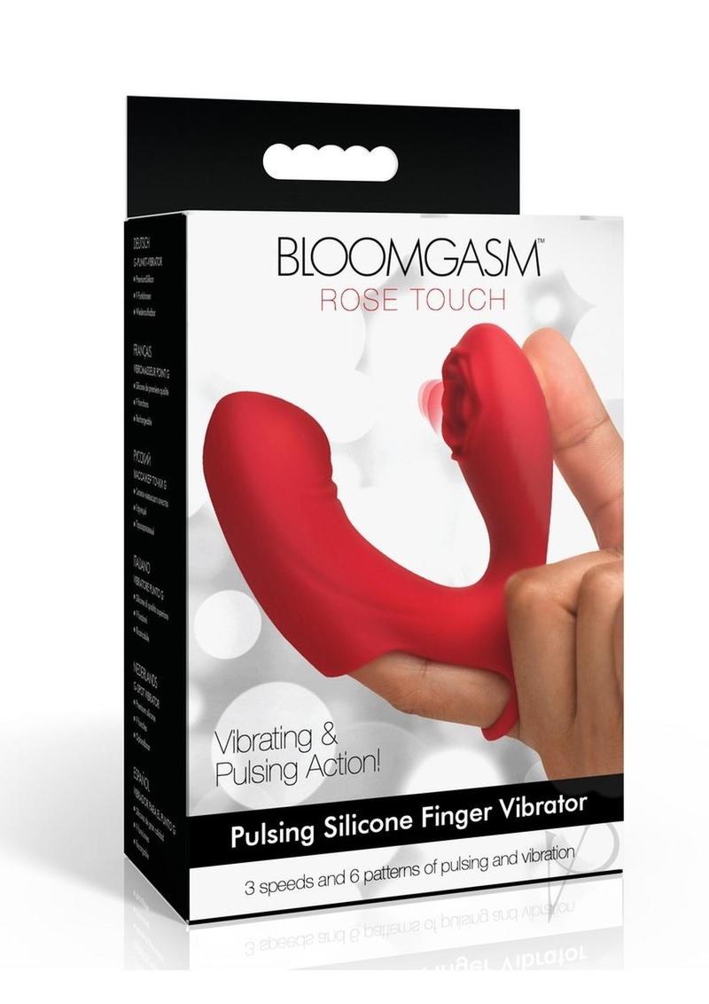 Bloomgasm Rose Touch Pulsing Rechargeable Silicone Finger Vibrator - Red | Waterproof & Portable Adult Toy for Women | Perfect for Solo Play & Couples Intimacy