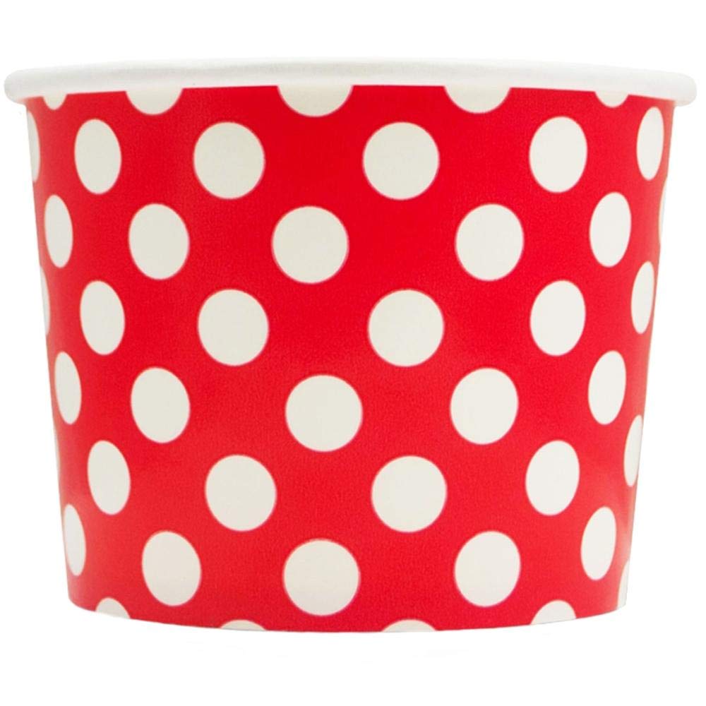 UNIQ 1000-Count 12 oz Red Polka Dot Disposable Paper Bowls | Eco-Friendly Dessert Bowls for Ice Cream, Frozen Yogurt, Pudding & Party Snacks | Perfect for Ice Cream Shops, Birthday Parties & Catering Events