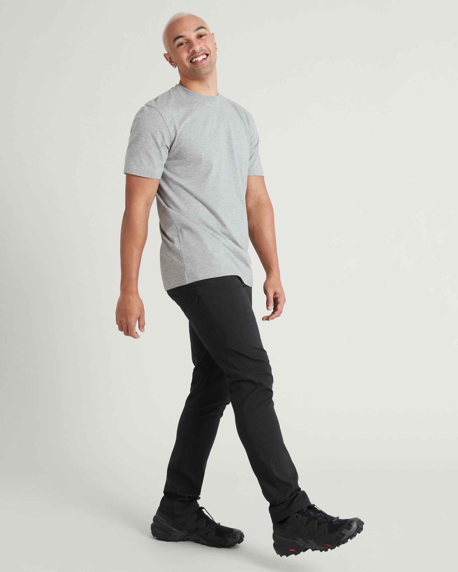 KMD Solid Men's Short Sleeve T-Shirt - Light Grey Marle - Casual Comfort Fit for Everyday Wear & Summer Outfits