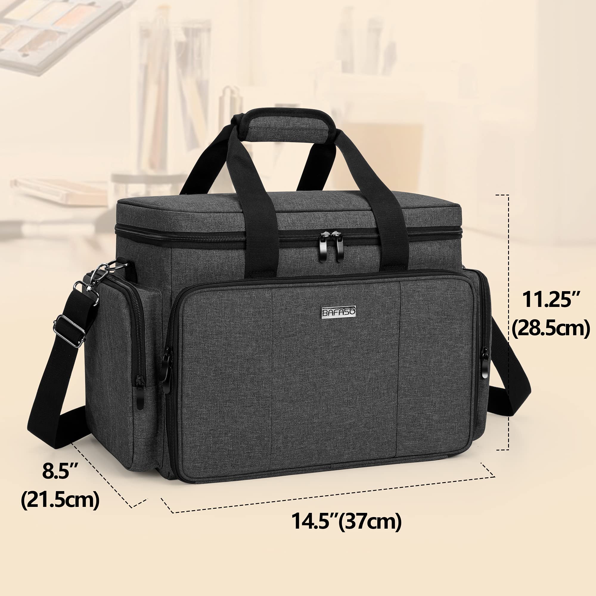 BAFASO Large Makeup Bag with Removable Dividers - Waterproof Cosmetic Organizer for Travel, Holds Brushes & Skincare - Perfect for Vacation, Gym & Daily Use (Black)