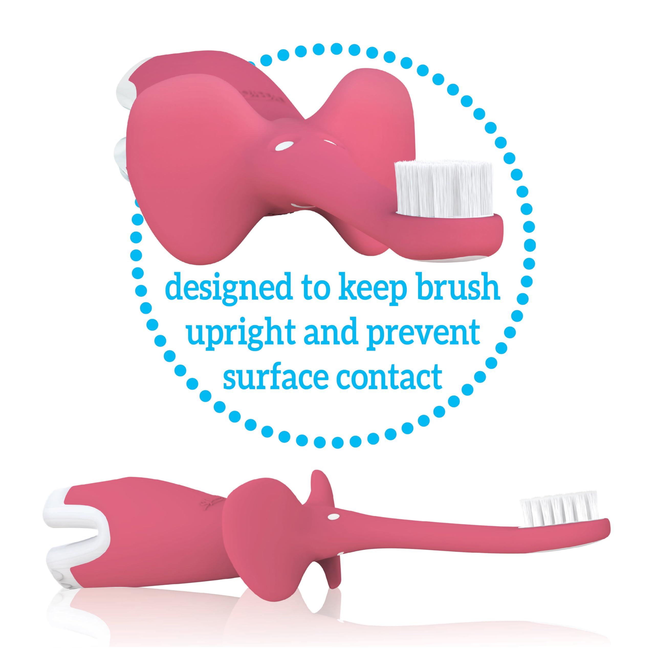 Dr. Brown's Soft Baby Toothbrush for Infants & Toddlers 0-3 Years - Gentle First Teeth Cleaning - Pink Elephant Design (Colors Vary) - Perfect for Baby's Oral Care Routine & Early Dental Hygiene