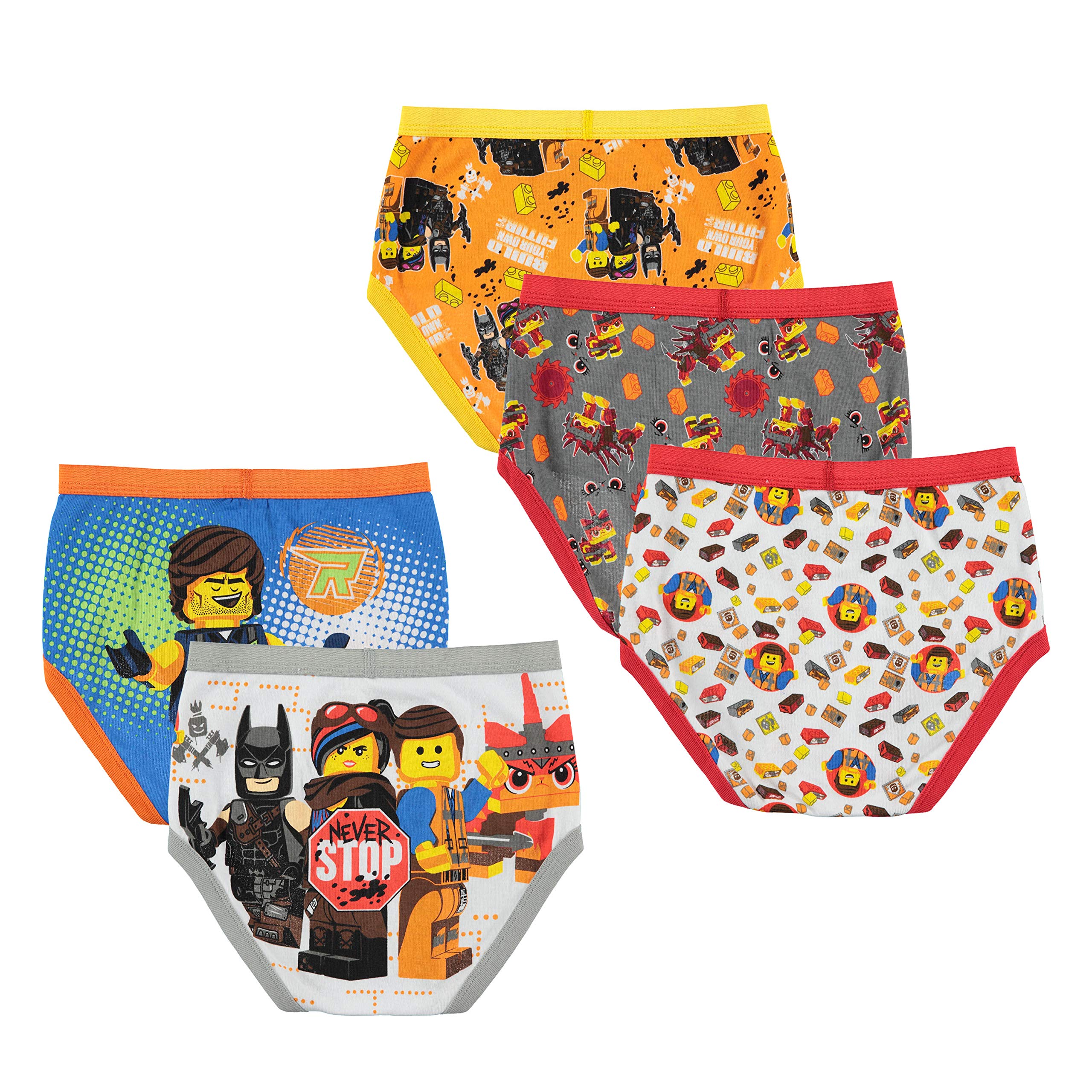 LEGO Jurassic World Boys' Underwear 5-Pack - Dinosaur Printed Briefs for Toddlers & Kids | Comfortable Cotton Underwear for Playtime & Everyday Wear