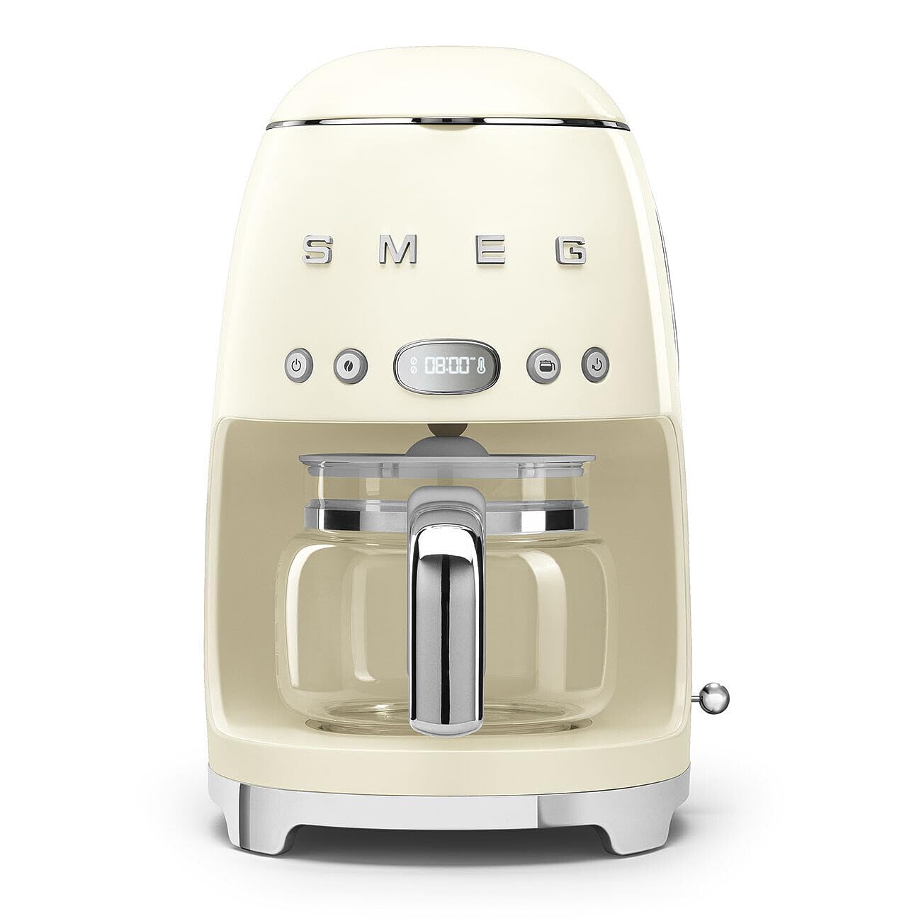 Smeg 50's Retro Style Drip Coffee Maker - 10 Cup Glass Carafe with Auto Start, Keep Warm Plate & Adjustable Brew Strength (Cream) - Perfect for Home Kitchens, Offices & Vintage Decor Lovers